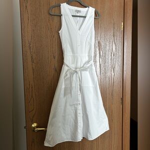 LOFT White Button-Down Midi Dress